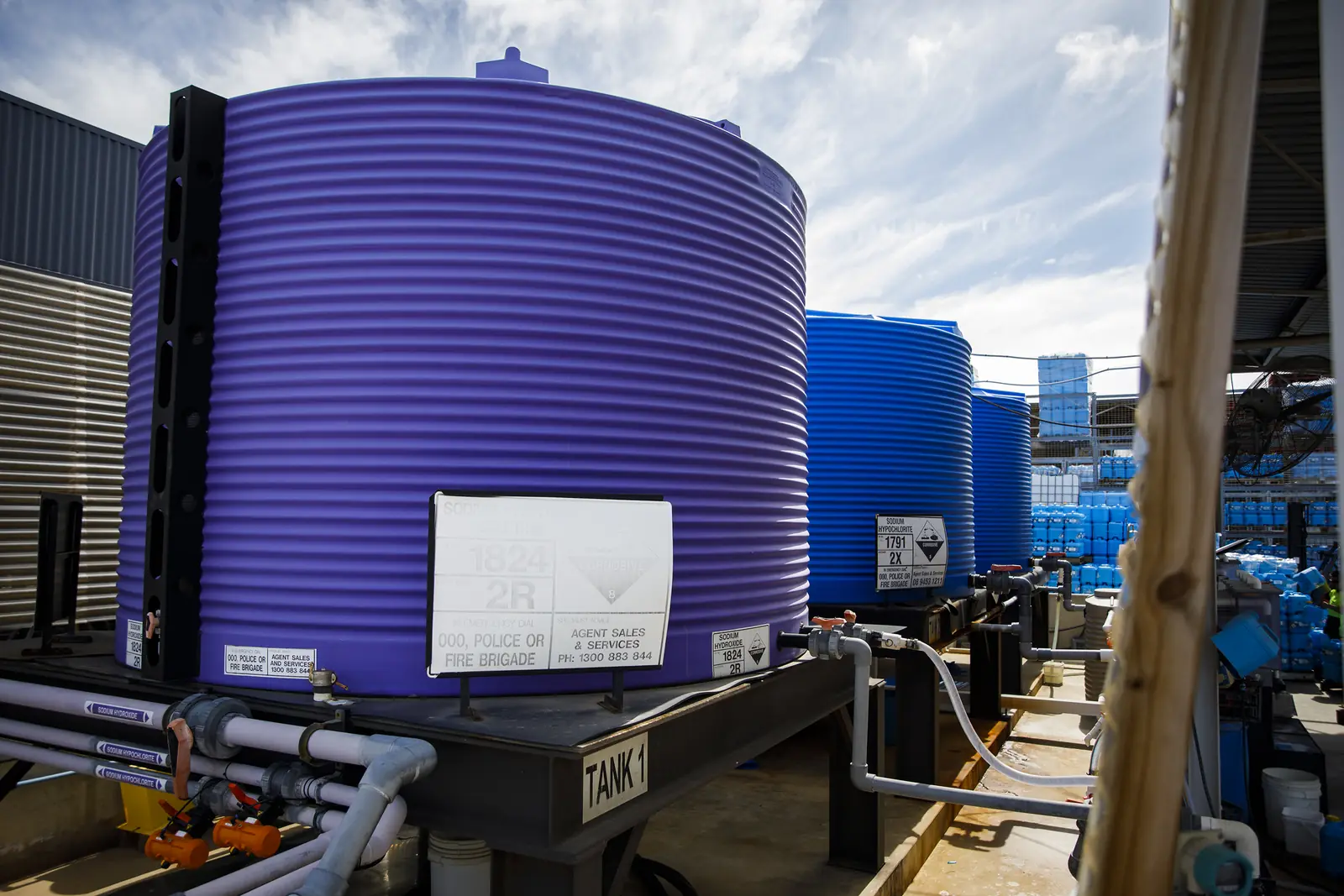Bulk storage tanks at the AGent plant in Bassendean